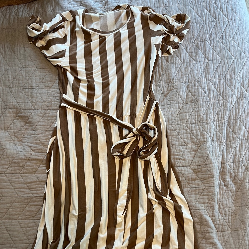 Reborn J striped dress with tie waist size Medium